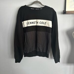 Kenneth Cole Black, White & Gray Colorblock Crewneck Sweater